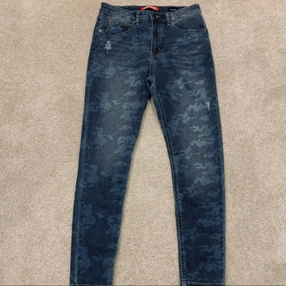 Unionbay High Rise Blue Camo Skinny Jeans 9 - Picture 3 of 16